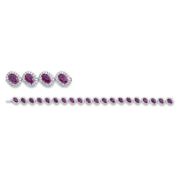 Armband aus 750 Weißgold 20 Rubine 320 Brillanten 2.89ct