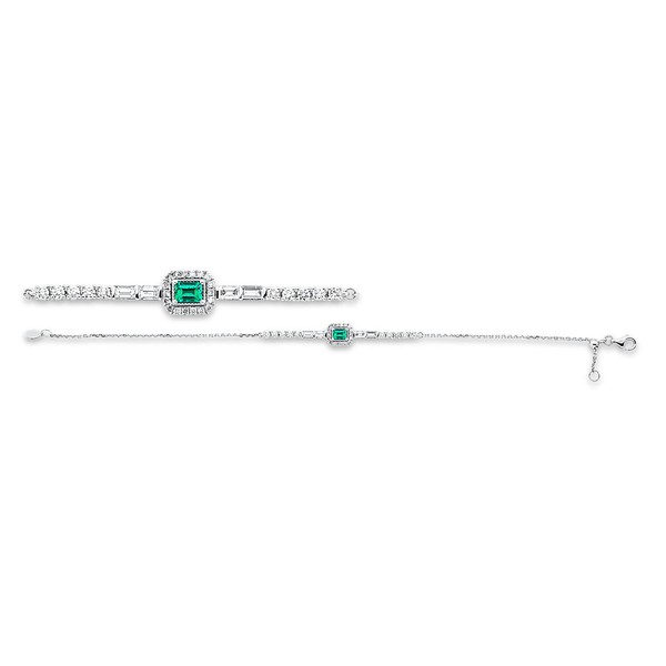 Armband aus 750 Weißgold Smaragd 32 Brillanten 0.68ct