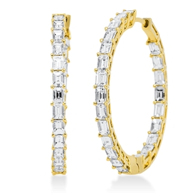 Creolen aus 750 Gelbgold 46 Diamanten Baguette-Schliff 2,61ct TW-VSI 28,5x2,6mm