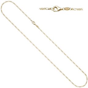 1,7mm Kette Figarokette aus 333 Gold Gelbgold diamantiert Halsschmuck, 50cm