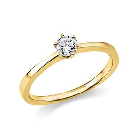 Solitaire Ring aus 585 Gold Gelbgold Brillant 0,25ct TW-SI B:2,1mm 6er-Krappe