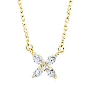 Collier Blume aus 750 Gold Gelbgold 5 Diamanten 0,16ct L:45,7cm