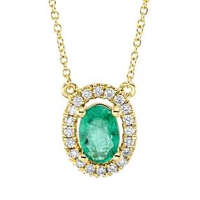 Collier Oval 750 Gelbgold Smaragd 0,51ct grün 20 Brillanten 0,1ct TW-SI L:45,7cm