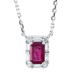 Collier aus 750 Weißgold Rubin 0,6ct rot 10 Diamanten 0,2ct TW-SI L:45,7cm