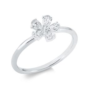 Ring Blume aus 750 Gold Weißgold 6 Diamanten 0,47ct TW-SI B:8mm