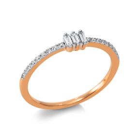 Ring aus 750 Gold Rotgold 21 Diamanten 0,18ct TW-SI B:3,4mm