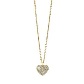 Pavé Collier Herz 750 Gelbgold 46 Brillanten 0,1ct TW-SI 1 Brillant 0,05ct TW-SI