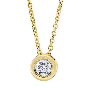 Solitaire Collier aus 750 Gold Gelbgold Brillant 0,1ct TW-SI L:45cm Zarge