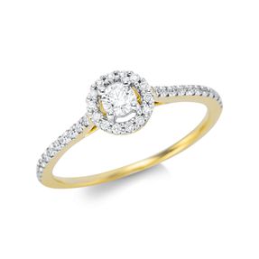 Ring aus 750 Gelbgold 37 Diamanten 0,27ct TW-SI B:6,7mm Fassung rhodiniert