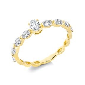 Ring aus 750 Gold Gelbgold 9 Diamanten 0,82ct TW-SI B:4,3mm