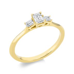 Ring aus 750 Gold Gelbgold 3 Diamanten 0,42ct TW-SI B:4,6mm