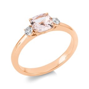 Ring aus 750 Rotgold Morganit 0,75ct pink 2 Brillanten 0,15ct TW-SI B:5,8mm