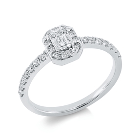 Ring aus 750 Gold Weißgold 25 Diamanten 0,71ct TW-SI B:7,6mm