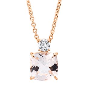 Collier aus 750 Rotgold Morganit 0,69ct pink Brillant 0,08ct TW-SI L:45cm
