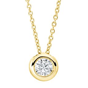 Solitaire Collier aus 750 Gold Gelbgold Brillant 0,19ct TW-SI L:45cm Zarge