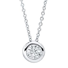 Solitaire Collier aus 750 Gold Weißgold Brillant 0,19ct TW-SI L:45cm Zarge