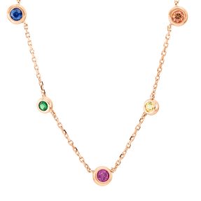 Collier mehrfarbig aus 750 Gold Rotgold 7 Saphire 0,74ct gelb L:45,7cm Zarge