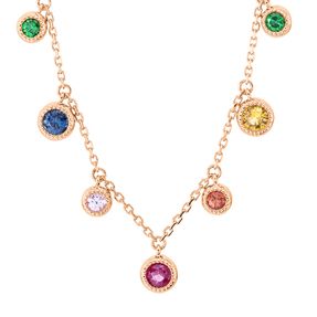 Collier aus 750 Gold Rotgold 7 Saphire 0,96ct gelb L:45,7cm Zarge