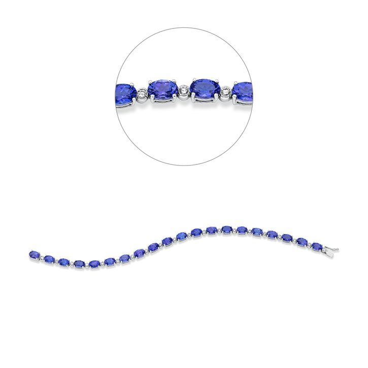 Armband aus 585 Weißgold 20 Tansanite 20 Brillanten 0.81ct