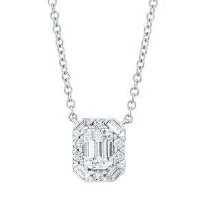 Solitaire Collier aus 750 Weißgold 11 Diamanten 0,51ct TW-SI L:45,7cm