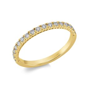 Halb-Memoire Ring aus 750 Gold Gelbgold 17 Brillanten 0,27ct TW-SI B:1,8mm