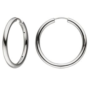 Creolen 31mm Klappcreolen, rund, 925 Silber rhodiniert Ohrringe Ohrschmuck