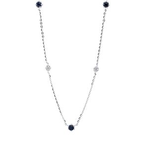 Collier aus 750 Weißgold 3 Saphire 0,24ct blau 4 Brillanten 0,13ct TW-SI L:45cm