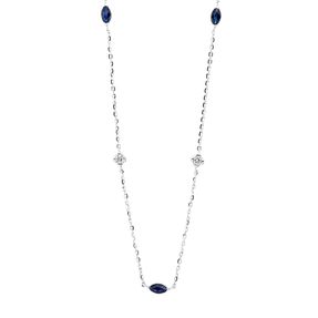 Collier aus 750 Weißgold 3 Saphire 0,24ct blau 4 Brillanten 0,09ct TW-SI L:45cm