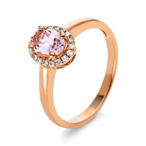 Ring Oval Rotgold Morganit 0,7ct rosé 18 Brillanten 0,11ct TW-SI B:9,1mm