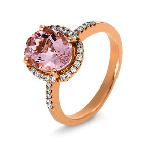 Ring aus 585 Rotgold Morganit 2,56ct rosé 40 Brillanten 0,24ct TW-SI B:12,2mm