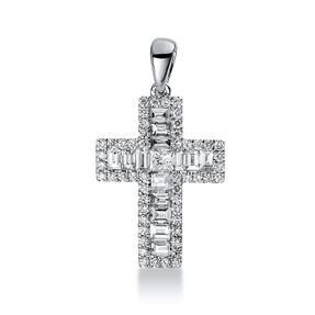 Anhänger Kreuz aus 750 Weißgold 73 Diamanten 1,13ct TW-SI 24,7x13,7mm