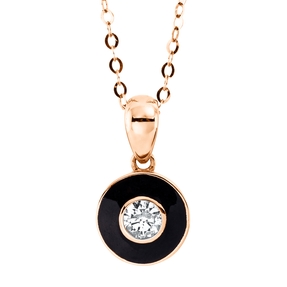 Collier Kreis aus 750 Gold Rotgold Brillant 0,19ct TW-SI L:50,8cm Emaille