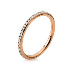 Memoire Ring schmal aus 750 Gold Rotgold 50 Brillanten 0,27ct TW-SI B:1,8mm