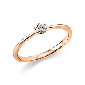 Solitaire Ring aus 585 Gold Rotgold Brillant 0,1ct TW-SI B:1,9mm 6er-Krappe