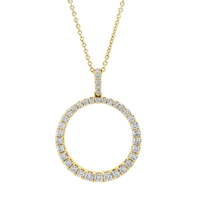 Collier Kreis aus 750 Gold Gelbgold 37 Diamanten 0,81ct TW-SI L:45cm