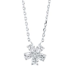 Collier aus 750 Weißgold 5 Diamanten Tropfen-Schliff 0,44ct F-SI L:45,7cm