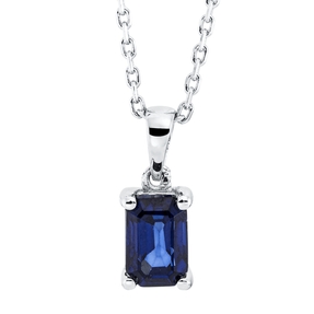 Collier aus 750 Gold Weißgold Saphir 0,76ct blau L:45,7cm