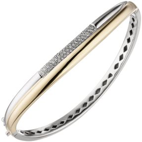 Armreif ovaler Armband mit 55 Diamanten Brillanten, 585 Gold Gelbgold Weißgold