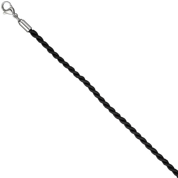 2,9mm Nylonkordel schwarze Kette Edelstahl 45cm