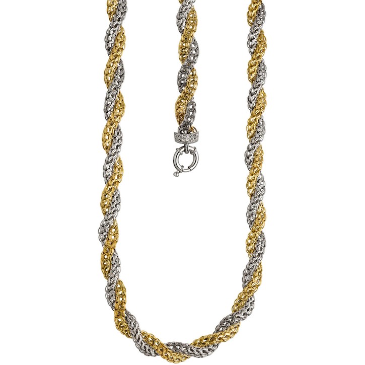 7,9mm Collier 2-reihig 375 Gelbgold Weißgold 48cm