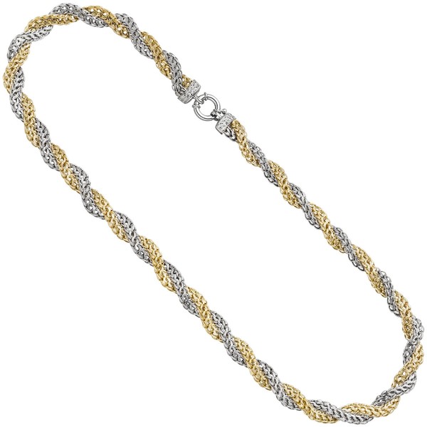 7,9mm Collier 2-reihig 375 Gelbgold Weißgold 48cm