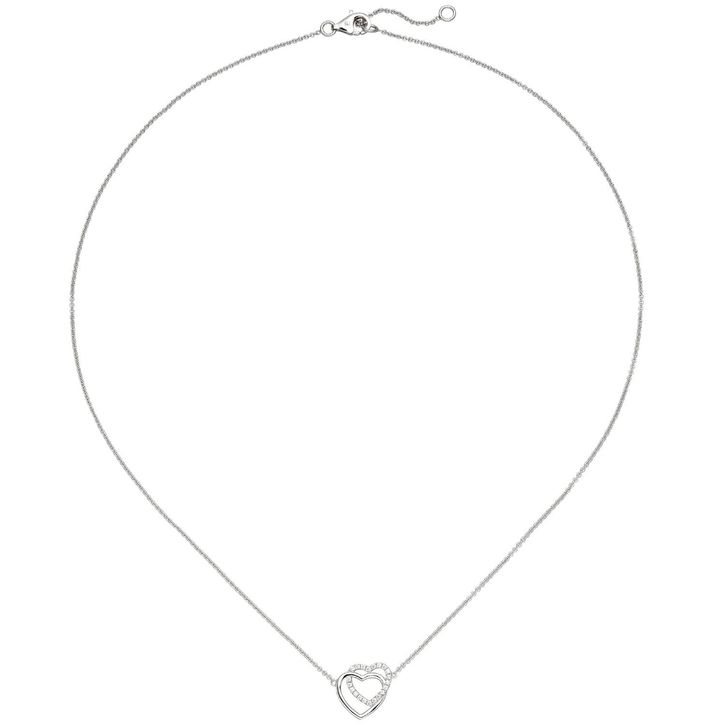 1,1mm Collier Herzen Zirkonia 925 Silber 42-45cm