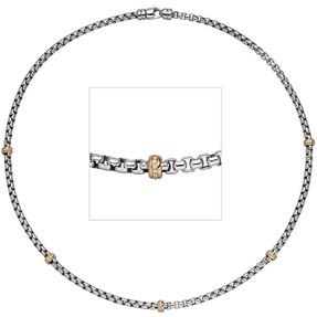 3,5mm Collier Rundvenezianer, 65 Diamanten Brillanten 585 Weißgold Rotgold, 45cm