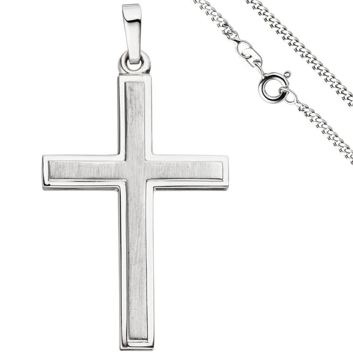 Schmuck-Set Kreuz 2mm Panzerkette 925 Silber 60cm