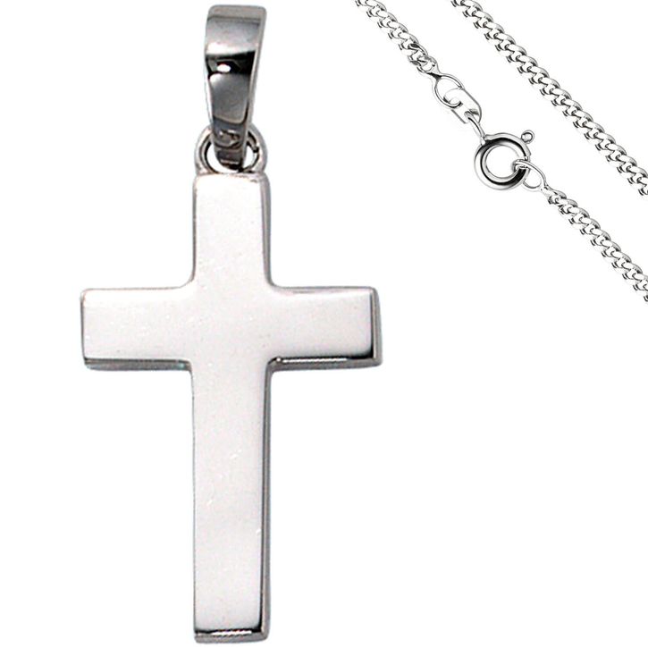 Schmuck-Set Kreuz 2mm Panzerkette 925 Silber 50cm