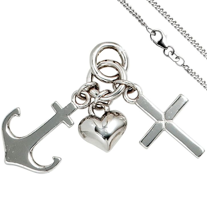 Schmuck-Set Glaube Liebe Hoffnung 925 Silber 38cm