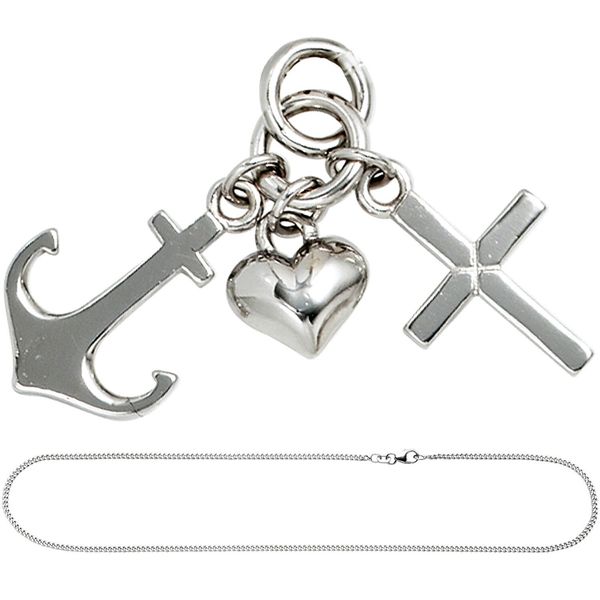 Schmuck-Set Glaube Liebe Hoffnung 925 Silber 38cm