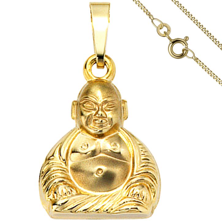 Schmuck-Set Buddha Panzerkette 333 Gelbgold 50cm