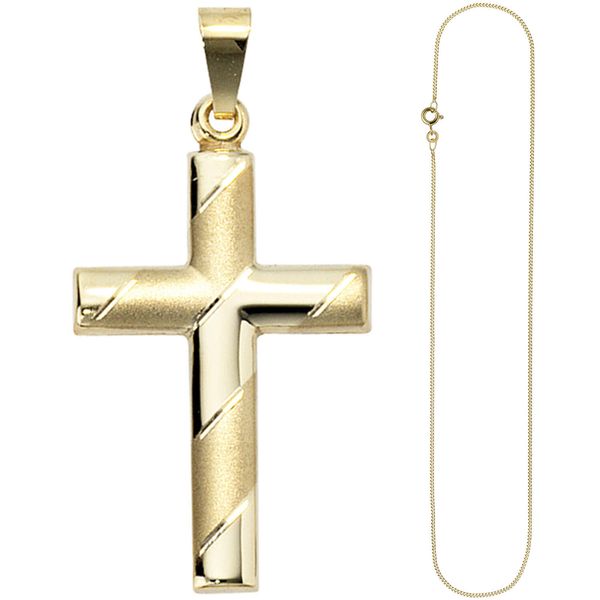 Schmuck-Set Kreuz Panzerkette 333 Gelbgold 45cm