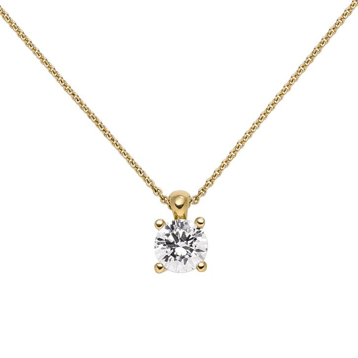 Solitaire Collier Brillant 1 Ct. W SI 585 Gelbgold 45cm